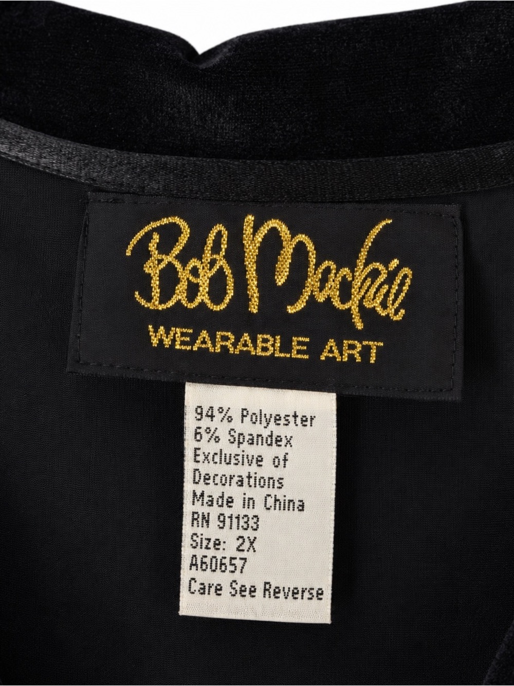 Bob Mackie Wearable Art Velour Zip Jacket 2X Black Embroidered Art To Wear Jewel - Picture 9 of 9